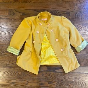 Yellow corduroy short pea coat